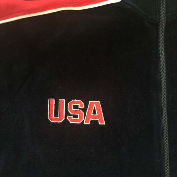 Asics Women USA Velour Track Jacket Cotton Full Zip Pockets Rib Knit Trim Medium - Picture 4 of 8